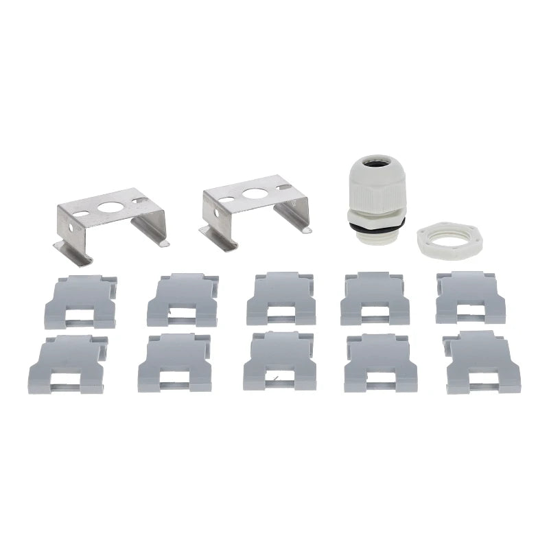 Complete montage set bestaande uit wartel, 10 clips voor de polycarbonaatkap en 2 RV beugels voor de tessa 120cm led armatuur