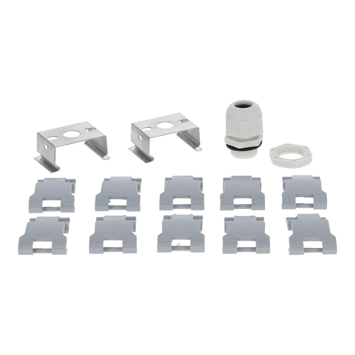 Complete montage set bestaande uit wartel, 10 clips voor de polycarbonaatkap en 2 RV beugels voor de tessa 120cm led armatuur
