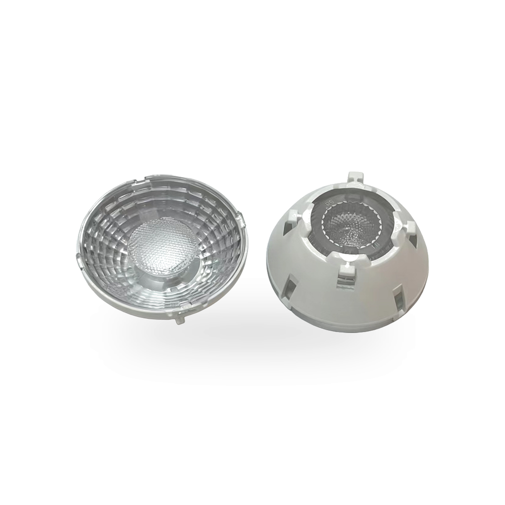 Voorzijde en achterzijde van een 15 graden module voor de MR16 Hera led modues op een witte achtergrond