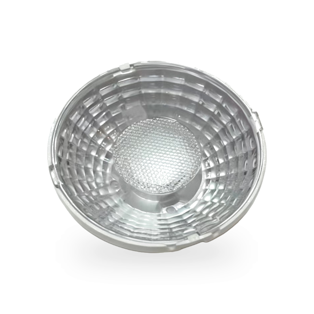 Gedetailieerde foto van ee een 15 gradenlens voor de HERA led-lamp modules