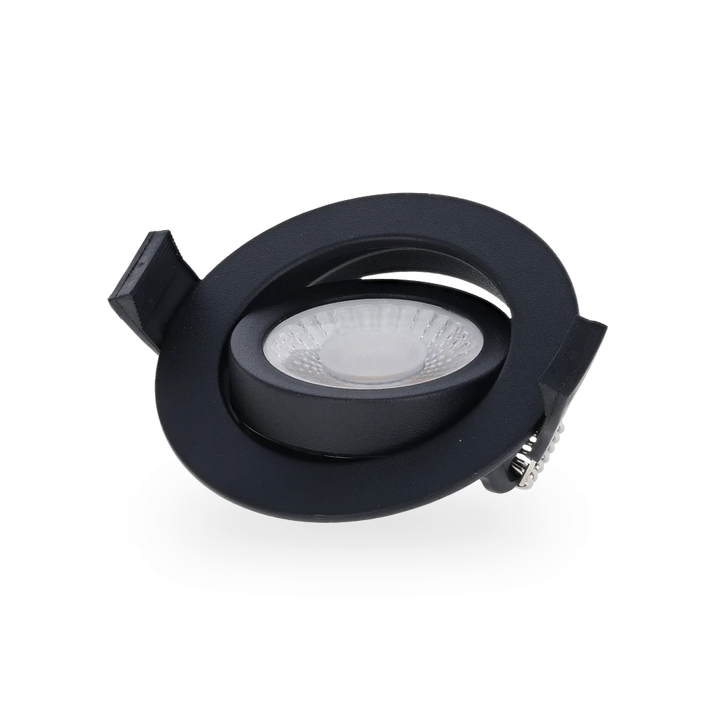 Weergave van de zwarte kantelbare led inbouw spot met D2W functie en CCT switch
