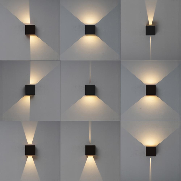 Lichtbundel mogelijkheden van de zwarte muurbuitenlamp thebe met verstelbare lichtbundel en cct switch